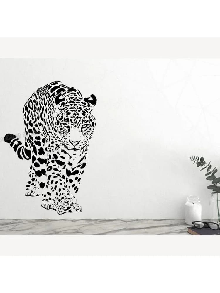 Autocollants muraux en vinyle, motif léopard, animaux sauvages, guépard, chat sauvage, pour chambre à coucher, décor de pépinière, B593