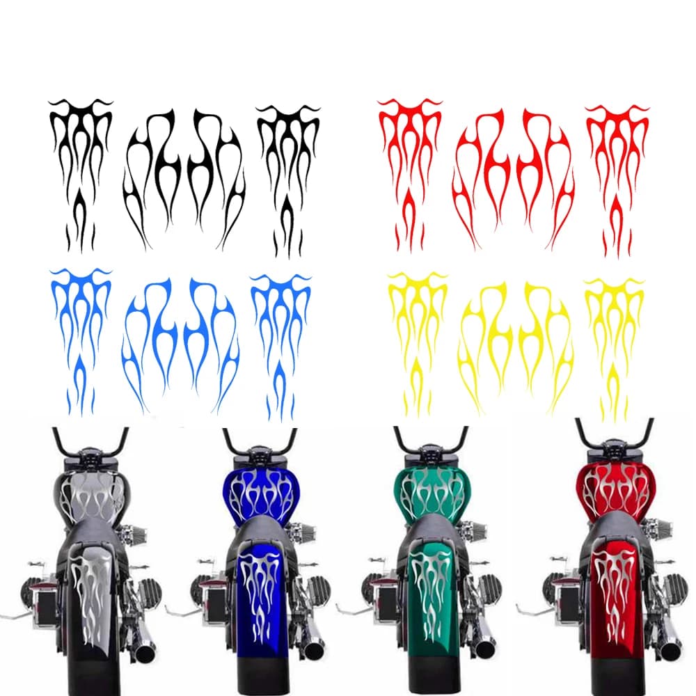 DSYCAR 1 ensemble d'autocollants flamme pour moto, autocollant universel pour réservoir de carburant et garde-boue, convient à toutes les motos