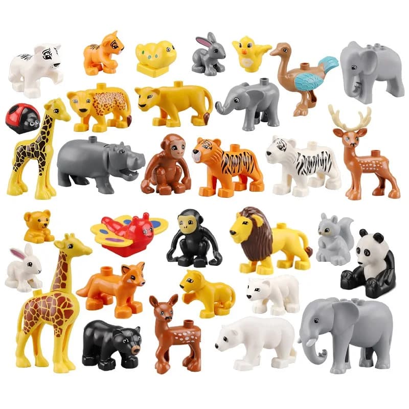 Gros blocs de construction en vrac ferme Zoo animaux assembler pièces accessoires briques modèle Montessori jouets éducatifs pour enfants enfant