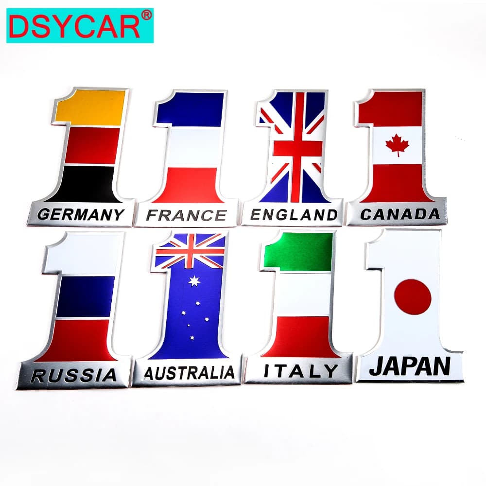 DSYCAR 1 pièce Emblème Autocollant 3D en Métal Drapeau National pour Camion et Voiture, en Alliage d'Aluminium, pour Coffre, Aile et Pare-chocs