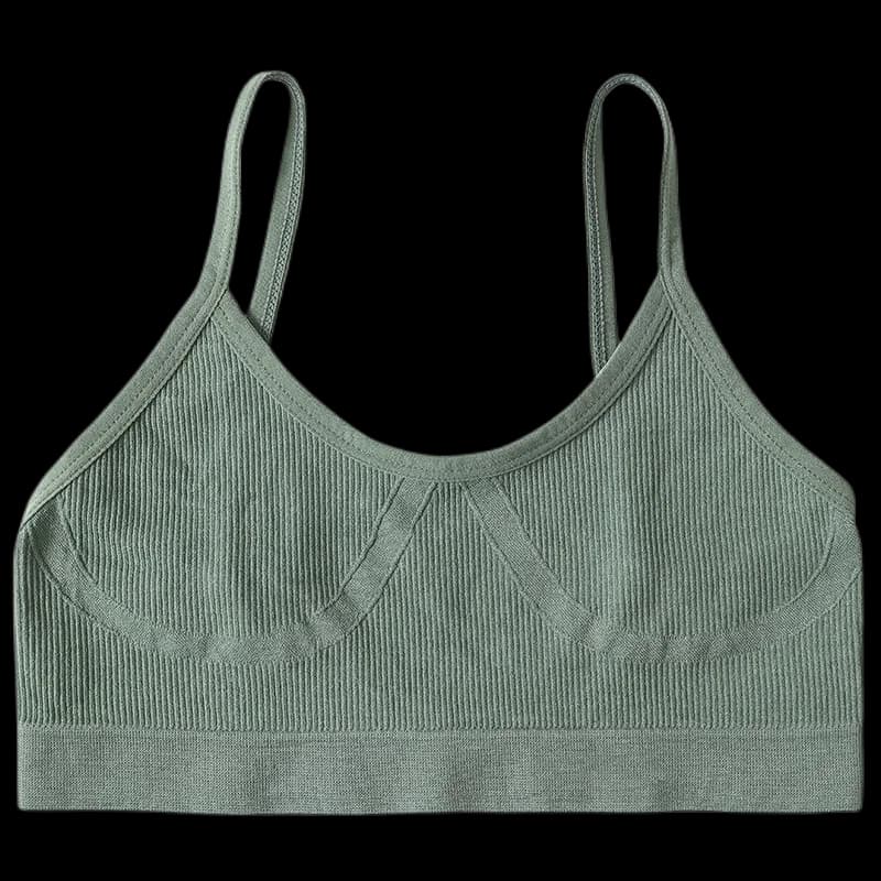 Soutien-gorge sans fil côtelé à fines bretelles et col en U pour femme, push-up, sans rembourrage, sous-vêtement de sport sans couture, lingerie sexy, crop top M-XL