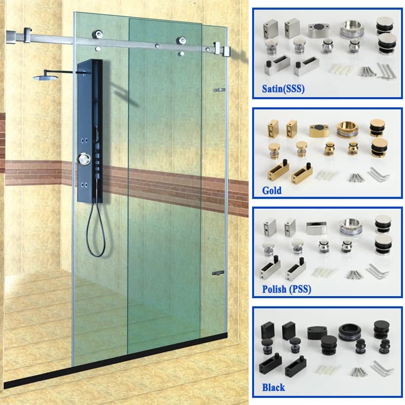 Système coulissant en verre en acier inoxydable 304, 1 ensemble de haute qualité, porte coulissante de salle de douche, quincaillerie de porte en verre, accessoires de salle de bains
