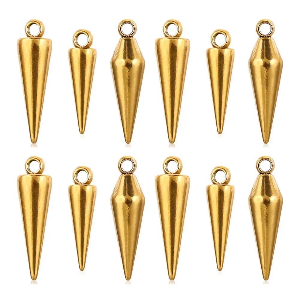 Breloques de cône circulaire en acier inoxydable, accessoires faits à la main, résultats de pendentif de collier exécutif, bijoux de bricolage, 10 pièces