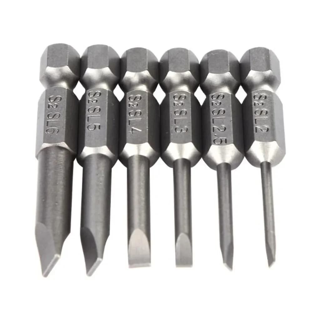 Tournevis à pointe fendue de 50mm, embout en acier allié S2, tête plate, tournevis magnétique à fente, Kits de réparation manuels, outils 6 pièces
