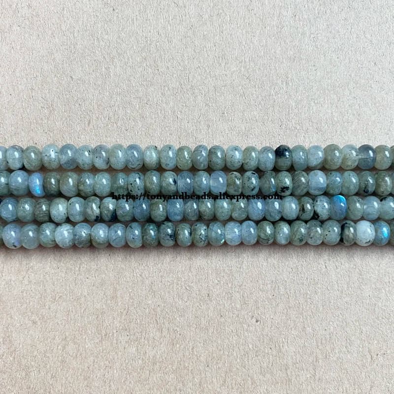 Perles en pierre naturelle lisse, forme Rondelle, Labradorite grise, 7 pouces, perles en vrac 4x6 5x8mm, taille au choix pour la fabrication de bijoux DIY