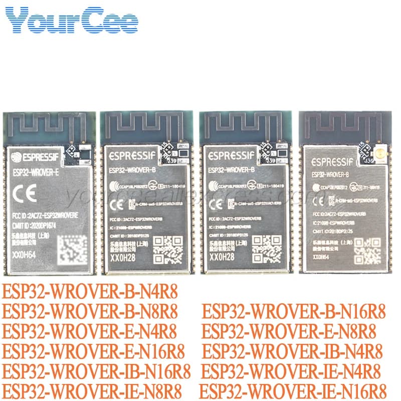 Module MCU sans fil WiFi et Bluetooth double cœur ESP32-WROVER-IE, ESP32-WROVER-IB, ESP32-WROVER-B-E, ESP32 4 Mo, 8 Mo, 16 Mo pour IoT (Lot de 5 ou 1 pièce)