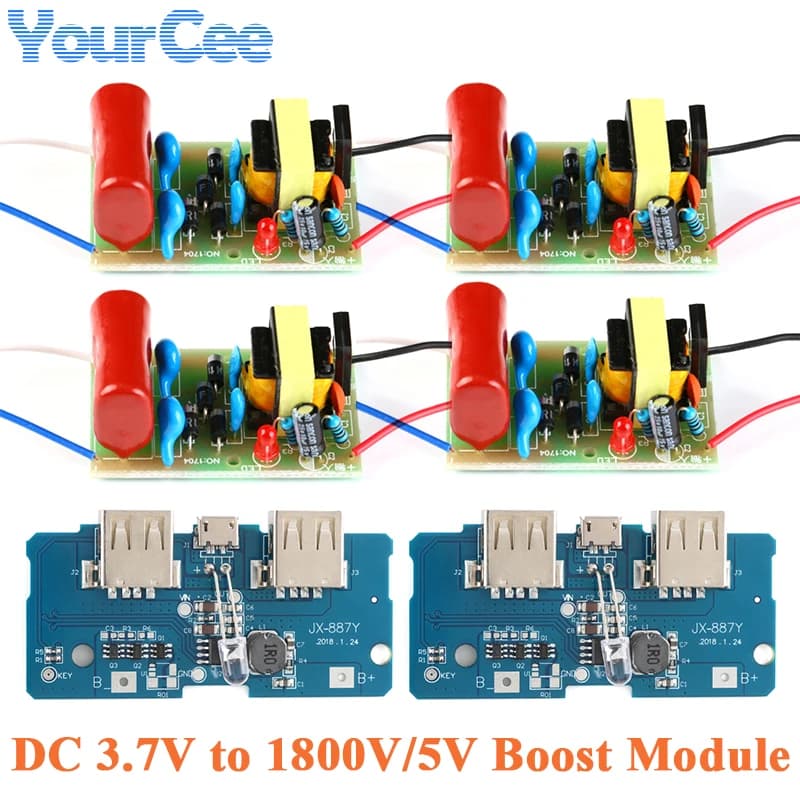 Booster DC 3.7V à 1800V, carte Boost, moteur à impulsion d'arc, condensateur haute tension 3.7V à 5V, Module d'alimentation, 5 pièces/1 pièce