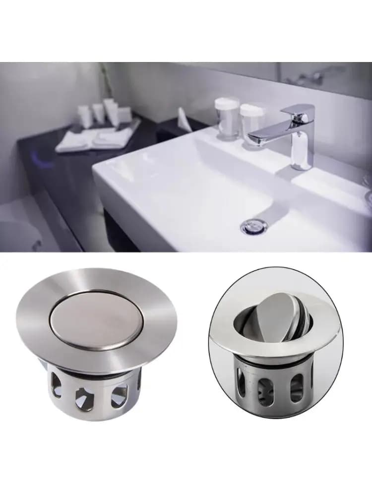 Bouchon vidange pivotant 203F en acier inoxydable, bouchon vidange d'évier intégré, robinet attrape-cheveux, accessoires salle bains