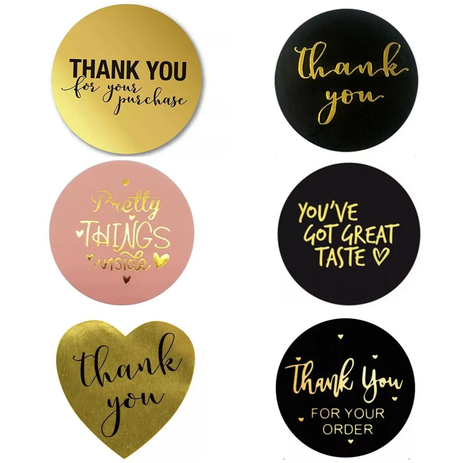 500 autocollants « Merci pour votre commande » pour enfants, étiquettes dorées « Vous avez un excellent goût », autocollants de papeterie « Des choses jolies à l'intérieur »