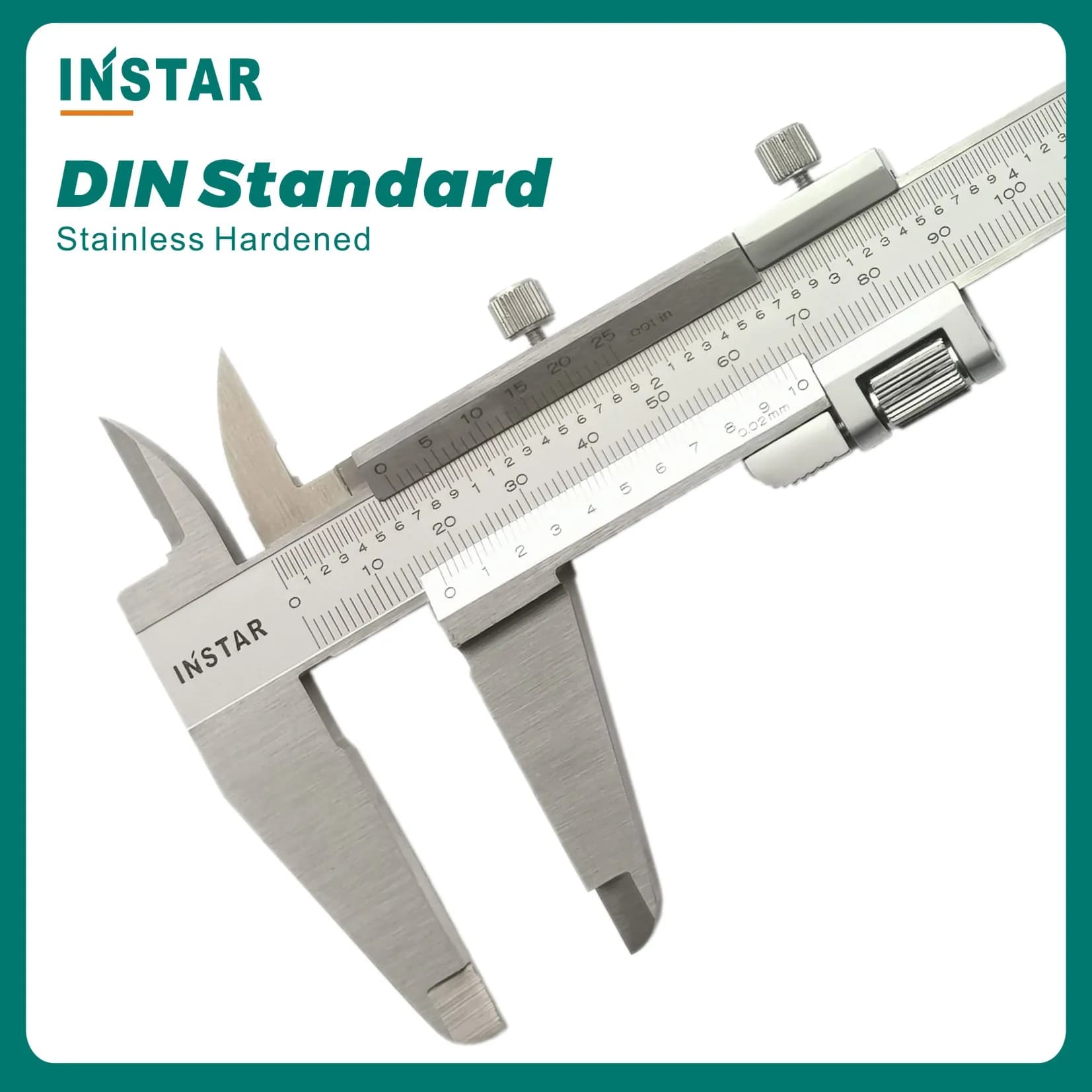 Pied à coulisse INSTAR monobloc en acier inoxydable 150 mm/6" norme DIN 200 mm/8" avec réglage fin 300 mm/12"