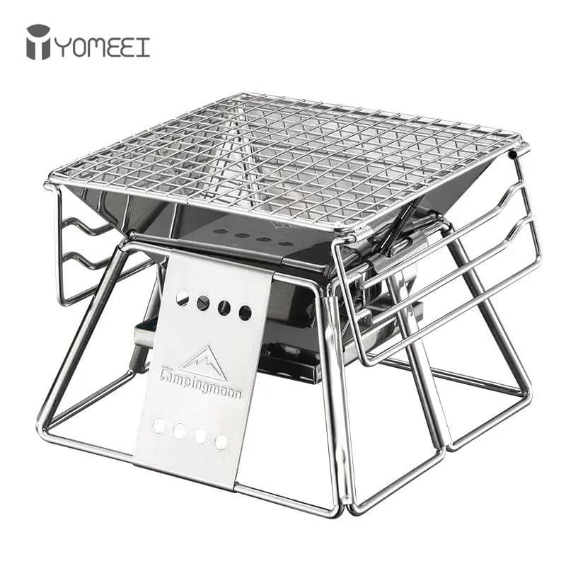 YOMEEI – Mini Barbecue Portable en acier inoxydable, antiadhésif, pliable, de poche, outil de pique-nique de Camping en plein air