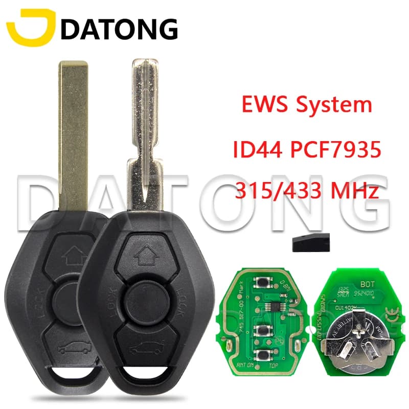 Datong – clé télécommande pour voiture BMW série 1 3 5 7, 315/433 Mhz, transpondeur ID44 PCF7935, système EWS