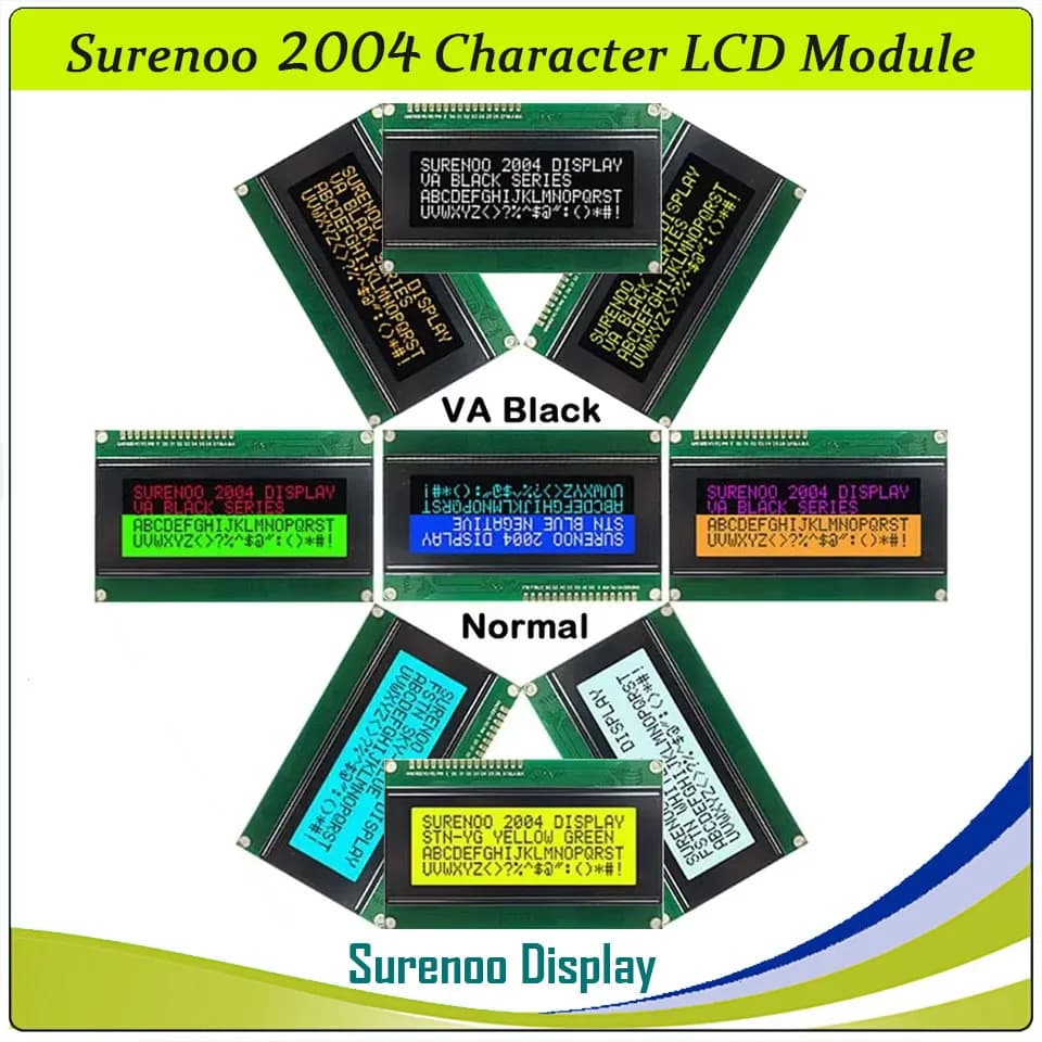 Surenoo-Écran d'affichage LCD Tech, écran LCM VA négatif, rétroéclairage LED, noir, blanc, bleu, orange, vert, 204, 20 age, 2004 rick