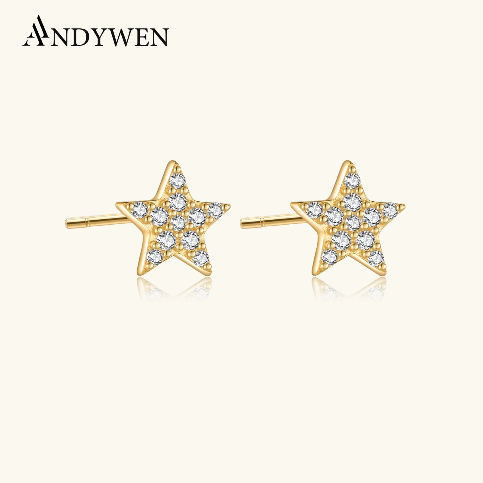 ANDYWEN 925 en argent Sterling minuscule Zircon CZ étoile lune boucle d'oreille Piercing Mini luxe cristal bijoux fins accessoires de mariage