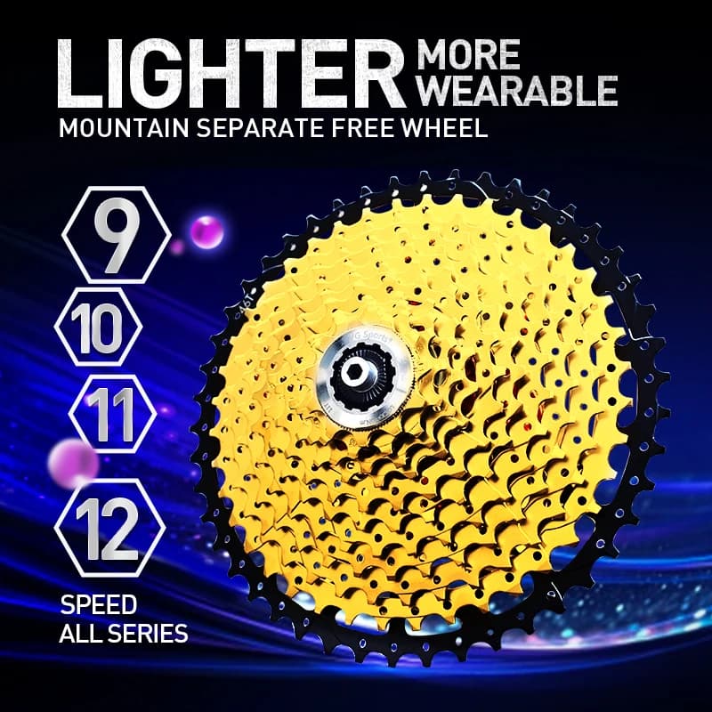 VG SPORTS-Cassette VTT, 8 vitesses, 9 vitesses, 10 vitesses, 11 vitesses, 12 vitesses, 40T, 42T, 46T, 50T, 52T, Cassette VTT, Cassette séparée, Roue libre, Invite, Pignon