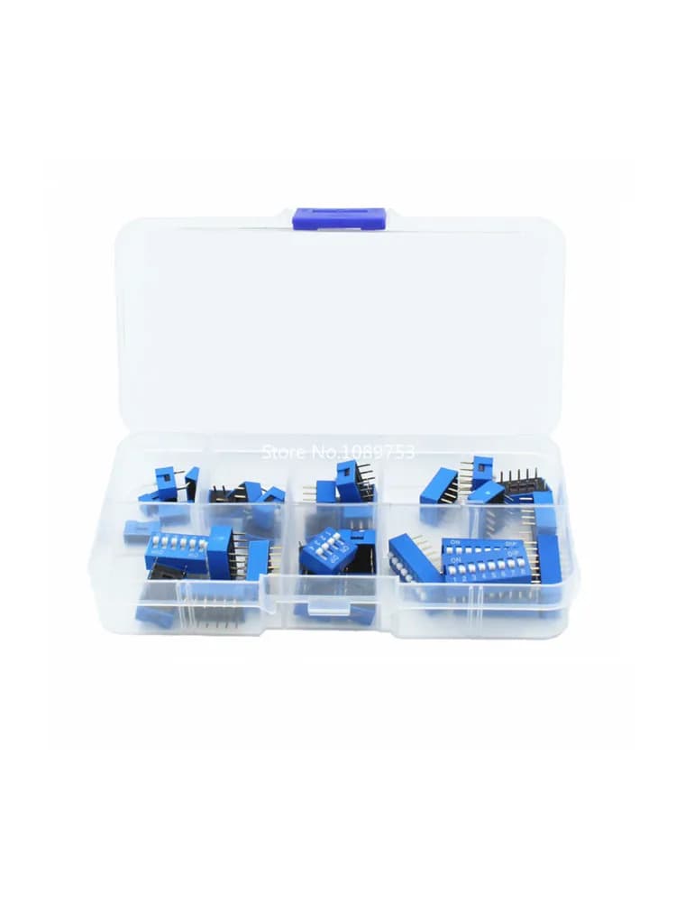Interrupteur à bascule bleu, 35 pièces/lot, 1 2 3 4 5 6 8 voies, 2.54mm, Kit mixte, 5 pièces, ensemble combiné