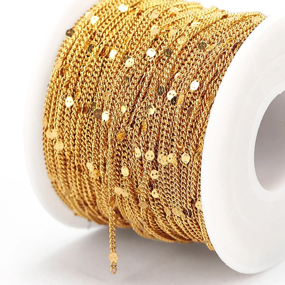 Rouleau de 10 mètres/rouleau de chaîne en acier inoxydable doré, accessoires de chaîne à maillons pour Bracelets, composants de fabrication de bijoux, bricolage fait à la main