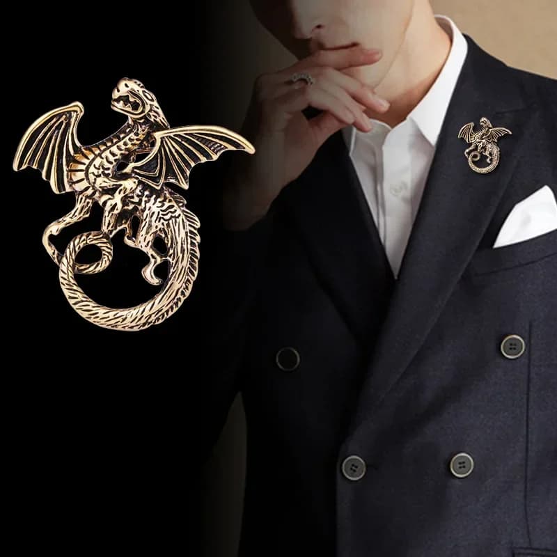 Broche Dragon à ailes Vintage en métal, broches de fête décontractées, cadeaux pour femmes et hommes, accessoires de bijoux