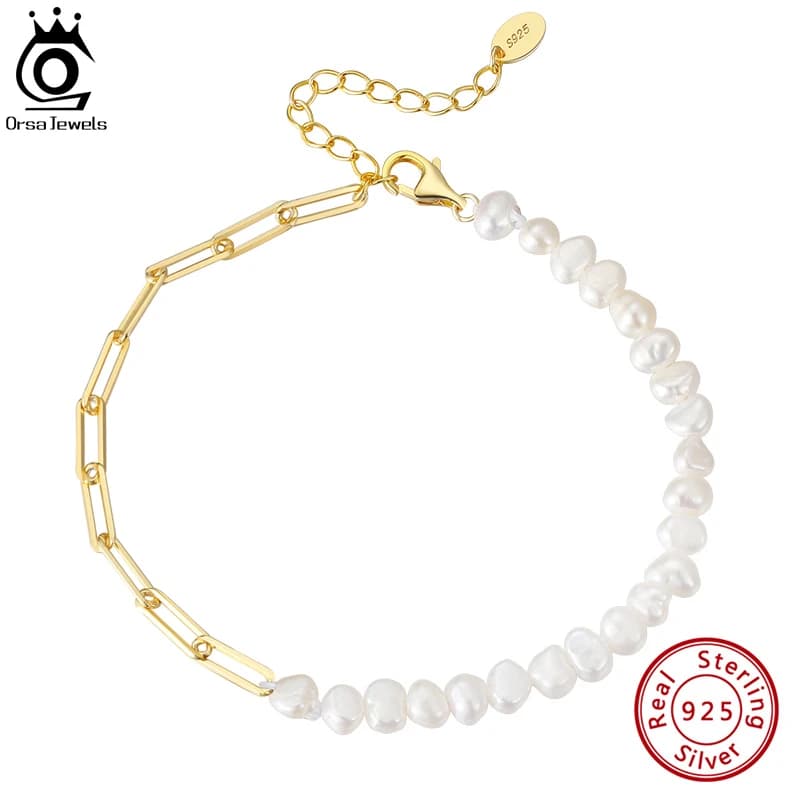 ORSA Jewelry – Bracelet en argent Sterling 925 avec chaîne à maillons pour femme et fille, bijou Vintage à la mode, avec gros trombone, GPB01