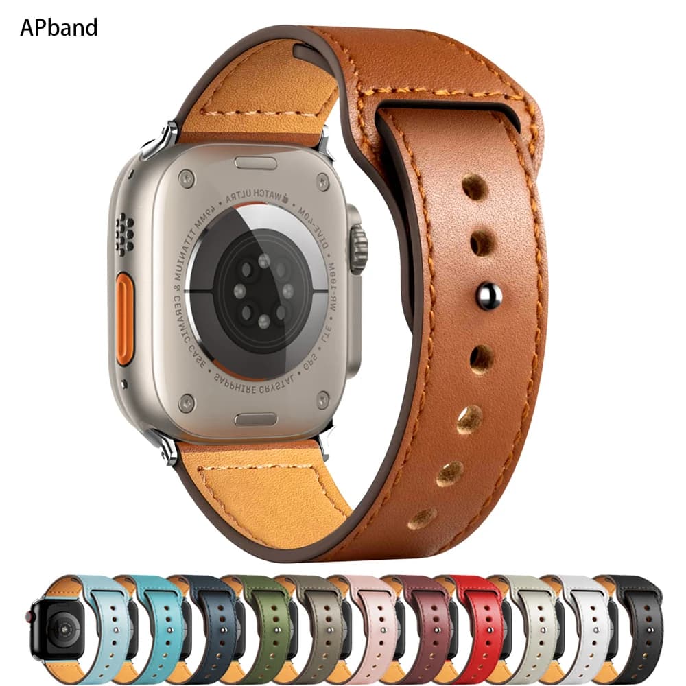 Bracelet en cuir pour bracelet de montre Apple 45mm 44mm 49mm 41mm 40mm 42mm 38mm bracelet iWatch série ultra 9 3 7 8 SE ultra 2