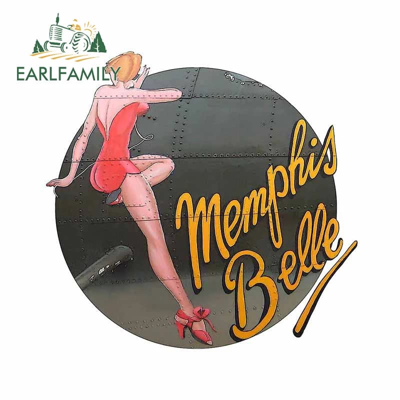 EARLFAMILY Autocollants de voiture amusants 13cm X 12.7cm pour Pin Up Memphis Belle, décalcomanie en vinyle pour voiture, personnalisation, pour vitres, masque les rayures