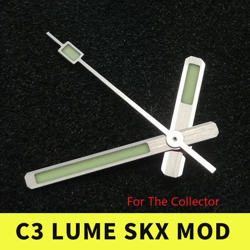 Ensemble MOD SKX adapté pour 4R35 4R36 7S26 NH35 NH36 mouvement Vintage argent C3 Lume 62MAS Style aiguilles de montre Super vert lumineux