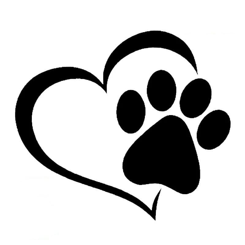Autocollant de voiture patte de chien mignon avec coeur de pêche dessin animé Animal adopter chien chat amour animal de compagnie pieds imprime empreinte vinyle décalcomanies