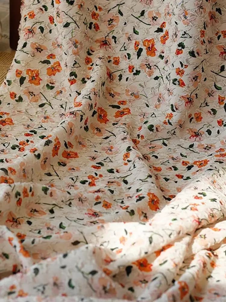 Tissu en mousseline de soie à imprimé floral pour robe, grille déformable, tissu respirant, bulle en relief tridimensionnelle, 30D, printemps et été, nouveau