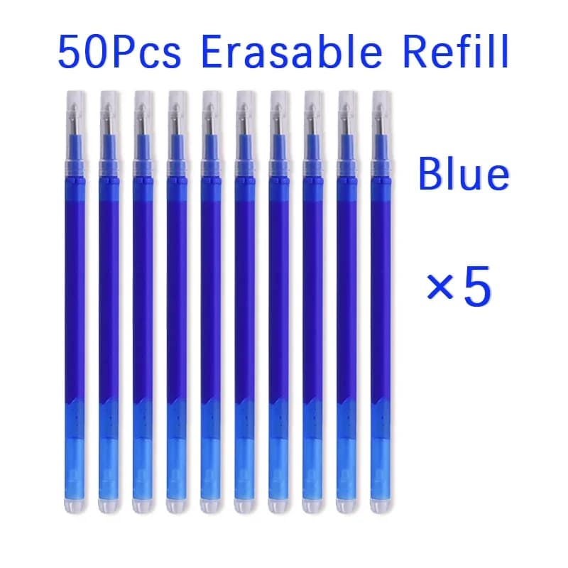 Stylo Gel Magique Effaçable pour le Bureau, Tige de Recharge, Encre Bleue et Noire, Fournitures de Papeterie, 8 Couleurs, 0,7 mm, 50 Pièces par Ensemble