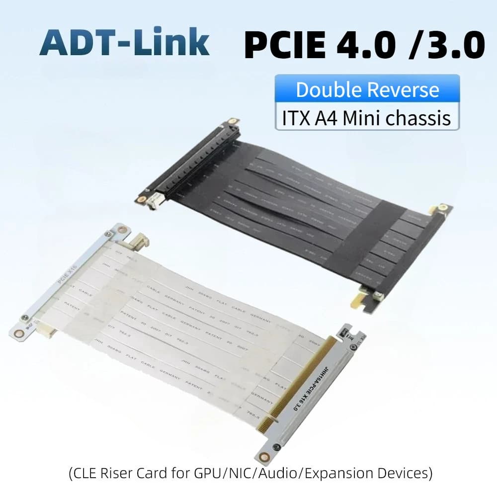 Câble d'extension de carte graphique double sens noir et blanc PCIe 4.0 3.0 X16 vers X16 Gen4, câble flexible pour GPU Riser ITX A4