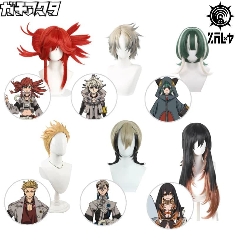 Perruque de cosplay GACHIAKUTA Gita Riyo Rudo Zanka Enjin Amo, plusieurs personnages, perruque en fibre synthétique résistante à la chaleur pour Halloween