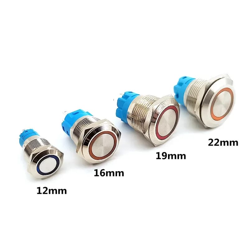 Joli à bouton en métal rond étanche, bouton d'alimentation, lumière LED, Cristal autobloquante, 5V, 12V, 24V, 220V, 12mm, 16mm, 19mm, 22mm