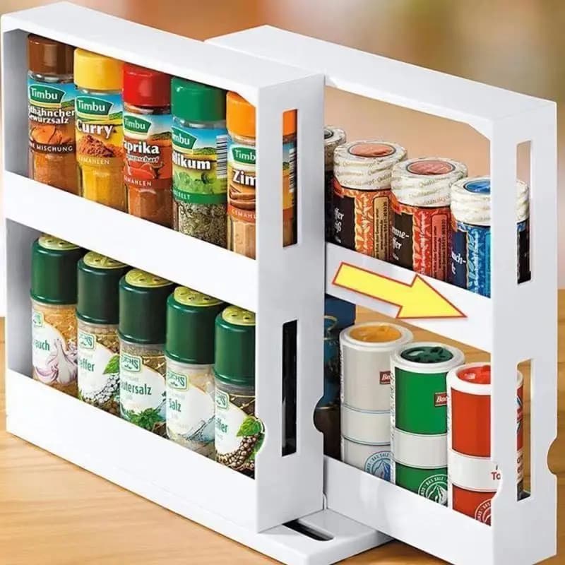 Pots rotatifs multifonctions, support de rangement pour épices, bouteilles d'assaisonnement, armoire en PP blanc, organisateurs de rangement de cuisine