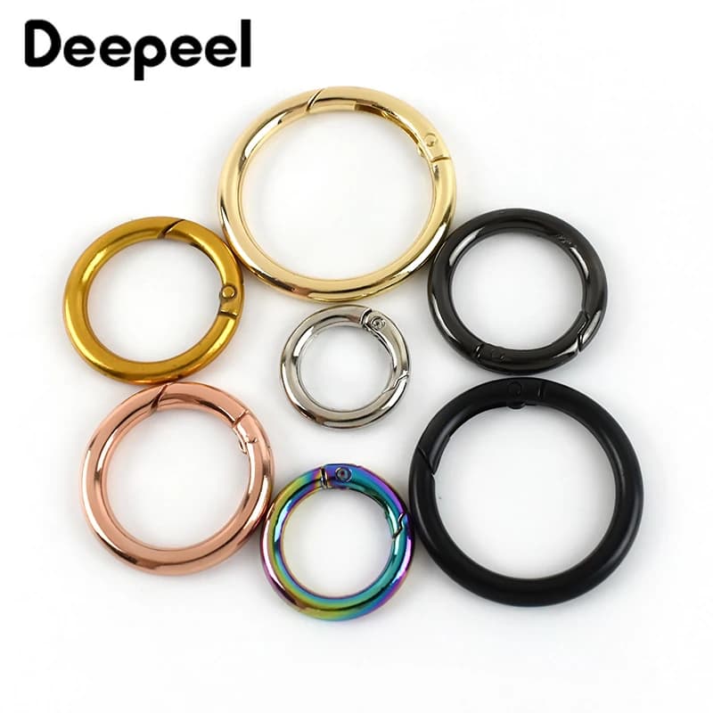 Deepeel 10-38mm métal joint torique boucle ronde ouvrable ressort fermoir mousqueton Snap porte-clés crochets bricolage vêtements sacs accessoires 10 pièces