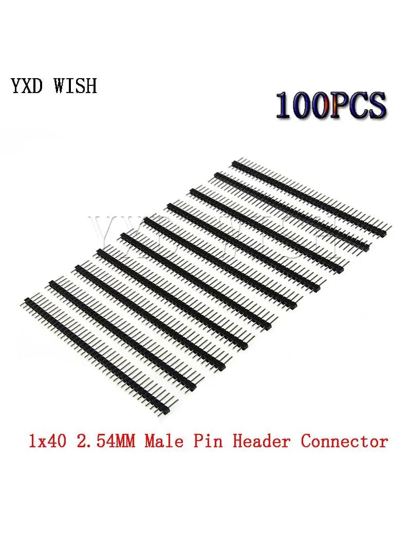 Connecteur d'en-tête de broche mâle, 100 broches, 1X40PIN, 2.54mm, 1x40 broches, 2.54mm, connecteurs 40 broches installables, carte à bande, 2.54 pièces