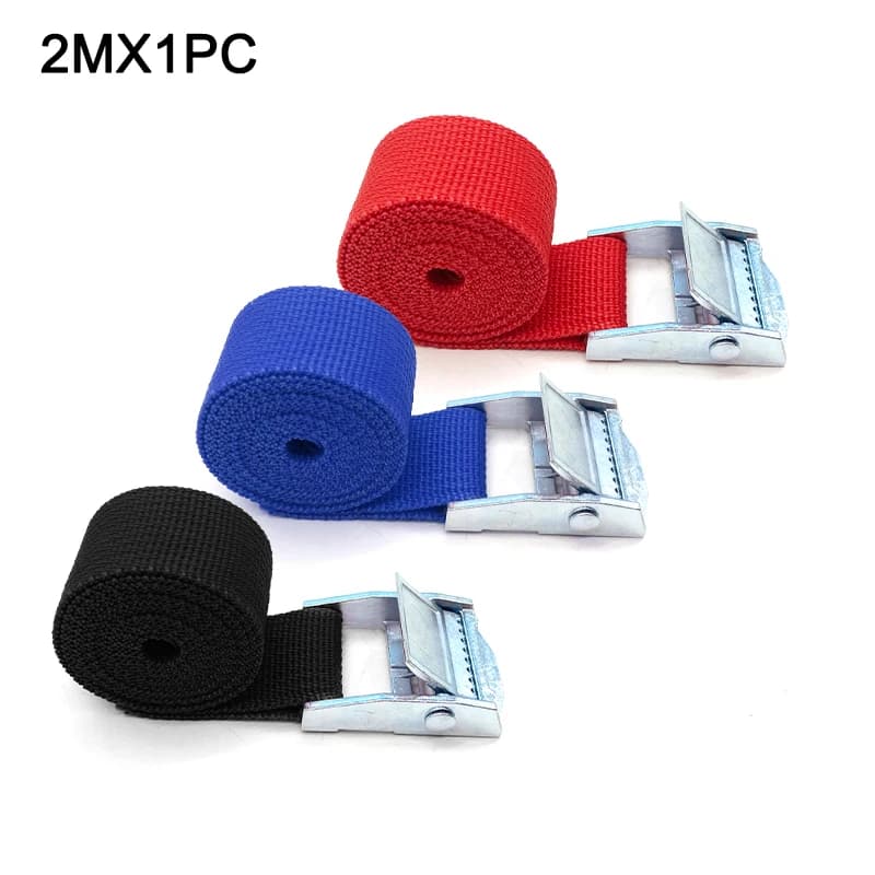 Sangle de fixation à boucle de 2 m pour voiture, moto, vélo avec boucle métallique, corde de remorquage, sangle à cliquet robuste pour bagages