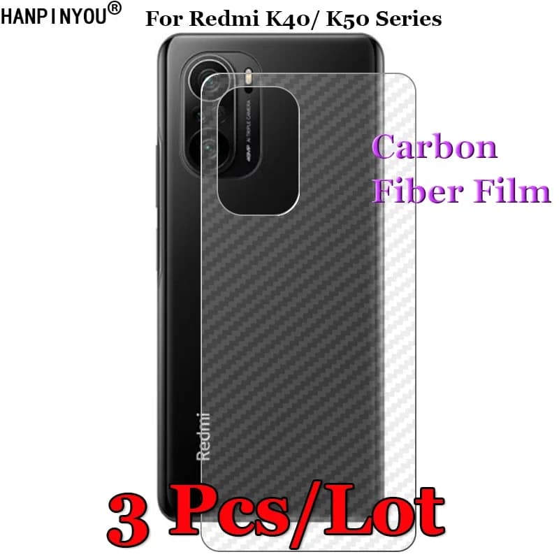 Autocollant de protection d'écran 3D en fibre de carbone pour Redmi K70, K70E, K60, K60E, K50, K50i Pro Plus Ultra Gaming, film arrière, 3 pièces/lot