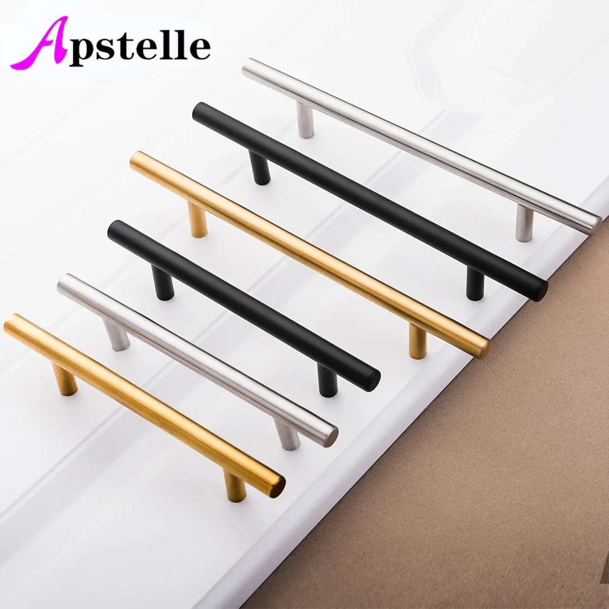 Apstelle 50-500mm acier inoxydable cuisine porte armoire T barre poignée tirer bouton armoire boutons meubles placard tiroir poignée