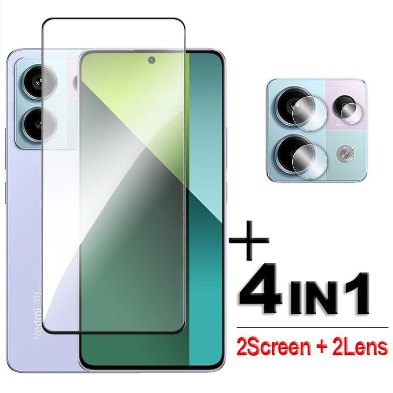 4in1 pour Redmi Note 13 verre pour Redmi Note 13 Pro 4G 5G verre trempé 2.5D couverture complète protecteur d'écran pour Redmi Note 13 Film