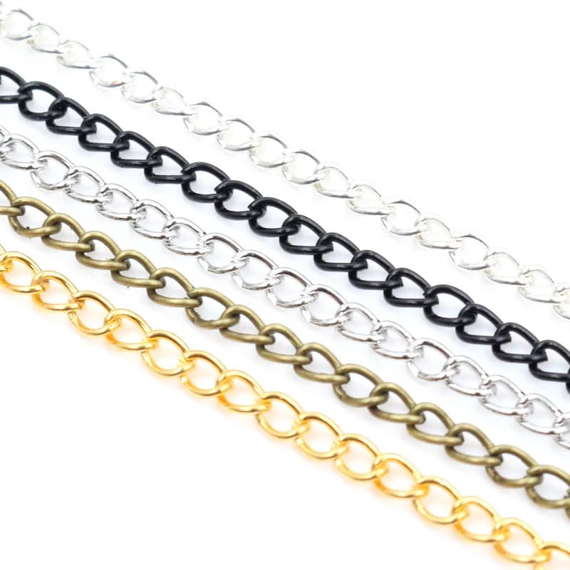 5 Mètres/lot 3x2mm 4x3mm Bronze Or Argent 5 Couleurs Plaqué Sans Soudure Fer Câble Chaînes DIY Bijoux Faisant Des Résultats Accessoires