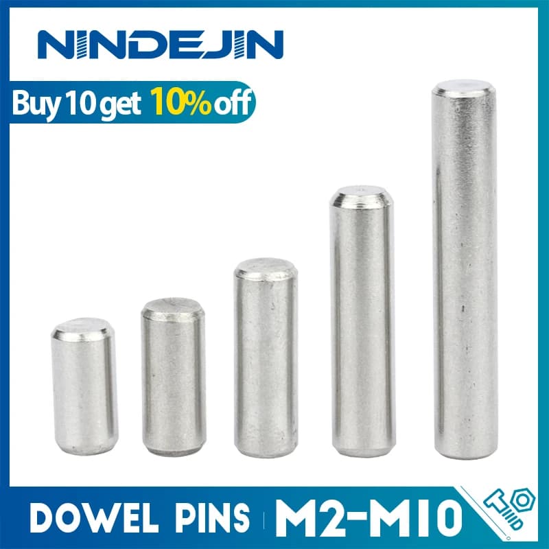 NINDEJIN 3-50pcs métal goujons en acier inoxydable m2 m2.5 m3 m4 m5 m6 m8 m10 broches parallèles serrure à cylindre solide broches GB119