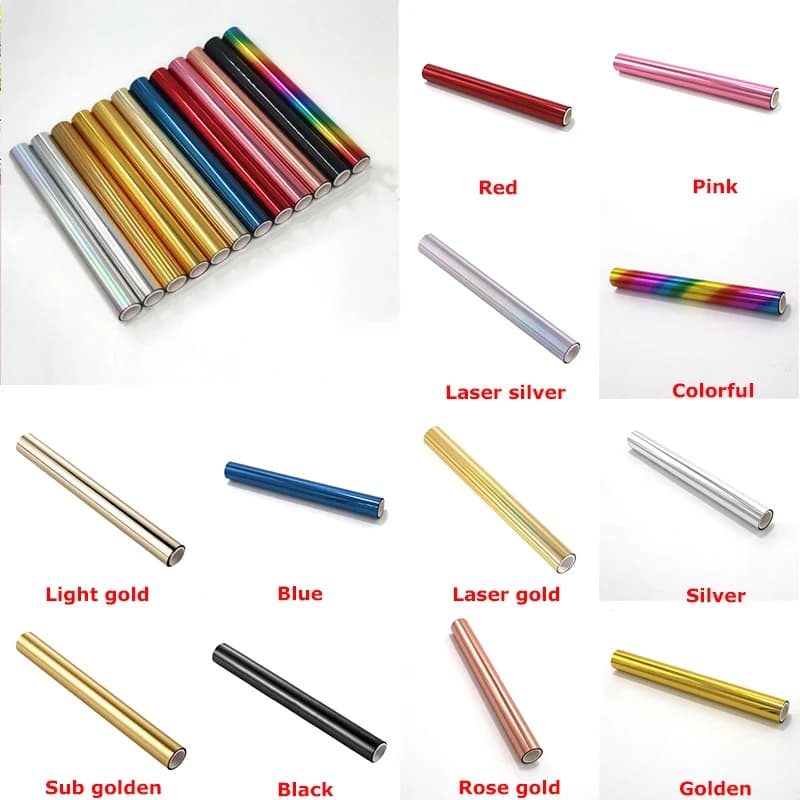 Feuille holographique 5m x 19.3cm, différentes couleurs, pour imprimante Laser et plastifieuse, bricolage de cartes, rouleaux de feuille chaude 2023