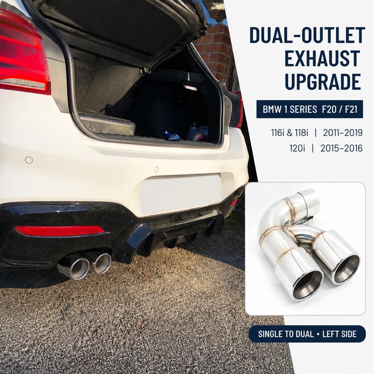 Embout d'échappement simple ou double pour BMW F20 F21 116i 118i 120i 2011-2019, embout de silencieux en acier inoxydable