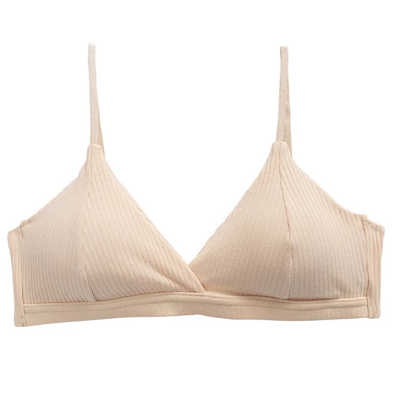 Soutien-gorge sans fil pour femmes, bralette rembourrée, sous-vêtements en coton, soutien-gorge sexy à col en V, couleur unie, coussinets amovibles, lingerie sexy