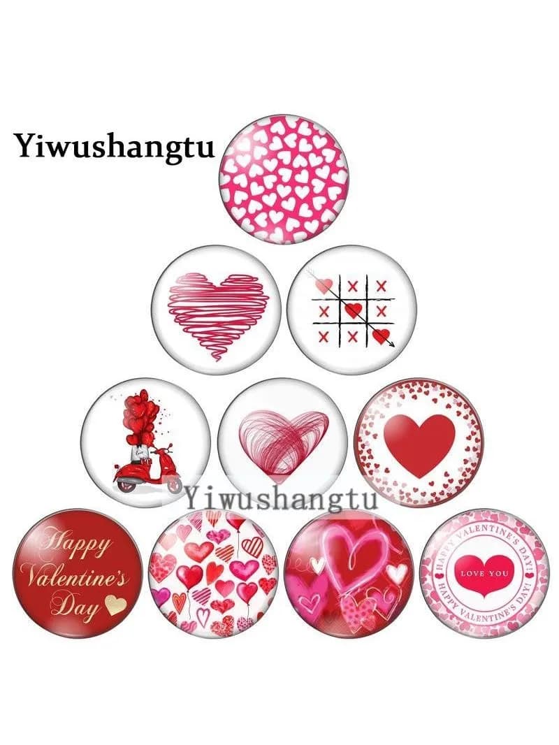 Cabochon en verre avec photo ronde, dos plat, doux cœur, amour Saint Valentin, démonstration, résultats exécutifs, nouveau, 8mm, 10mm, 12mm, 18mm, 20mm, 25mm, ZB0543