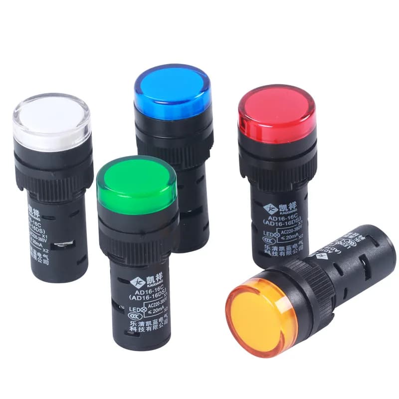 Panneau Monté LED Indicateur D'alimentation Voyant AC/DC Voyant Lumière Étanche AD16-16C 16mm 6V 12V 48V 110V 220V