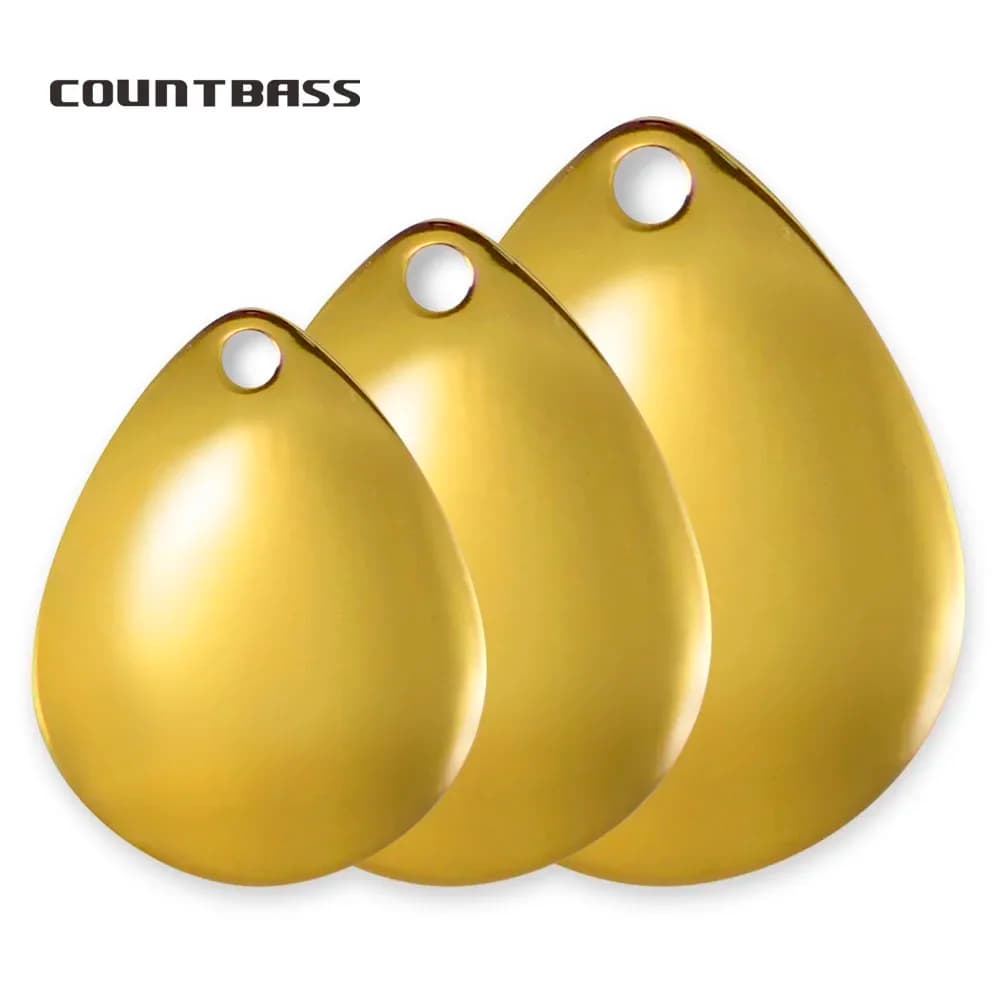 COUNTBASS 50pcs taille 0-6 lames de Spinner Colorado en acier plaqué or finition lisse pour Spinnerbaits pièces de fabrication de leurres de pêche