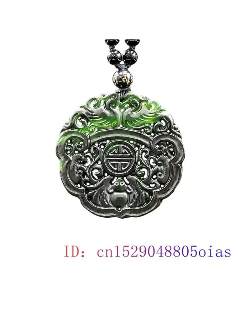 Collier pendentif canard mandarin en jade noir et vert, cadeaux chinois, bijoux en pierre naturelle, amulette de mode