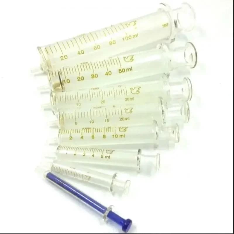 Seringue en verre réutilisable, extracteur d'échantillon de verre, injecteur de verre, 1ml, 2ml, 5ml, 10ml, 20ml, 30ml, 50ml, 100ml, 120ml