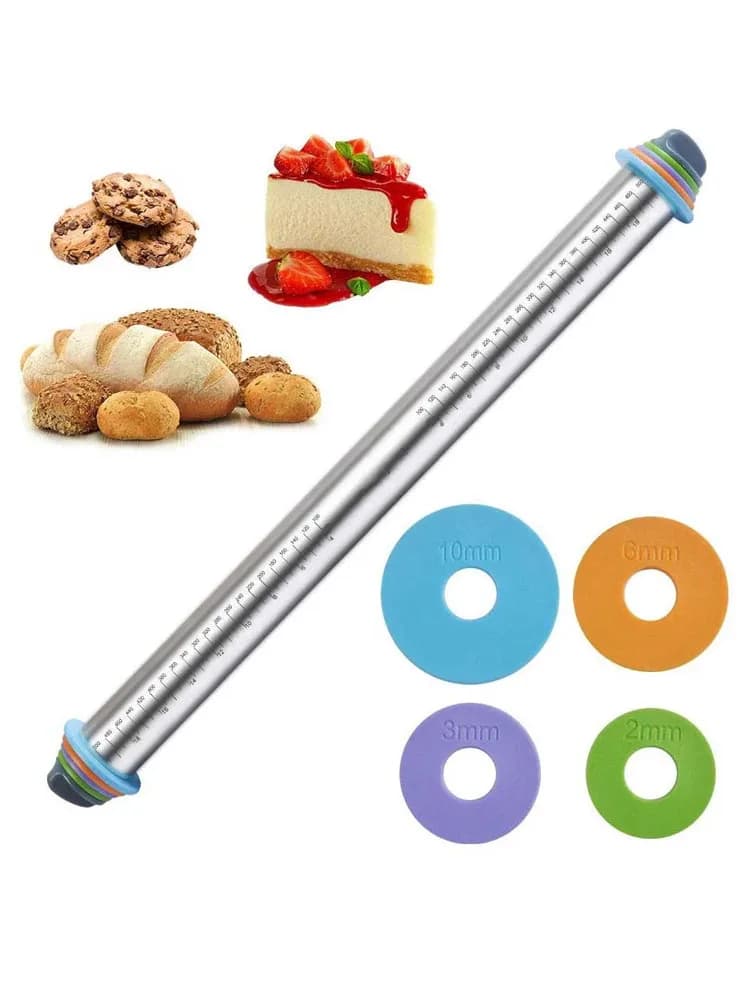 Rouleau à pâtisserie en silicone avec anneaux d'épaisseur réglables, outils de cuisson, plastique, pâte, har ant, gâteau, padrastic, cuisine
